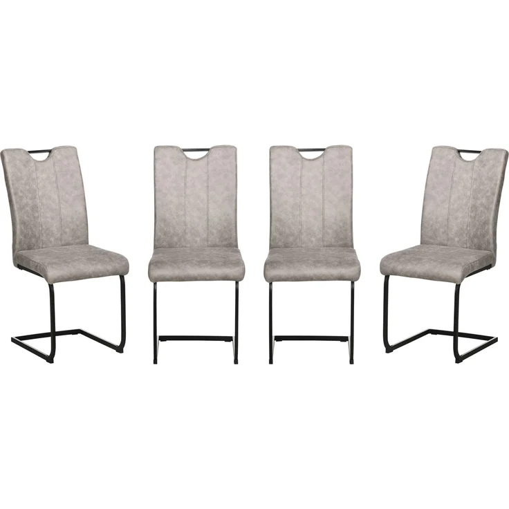 MELAYR, 4er-Set Esszimmerstühle mit Mikrofaserbezug, Kufenbeinen aus Stahl und Griffen, 43 x 58,5 x 99,5 cm, braun – Bild 2