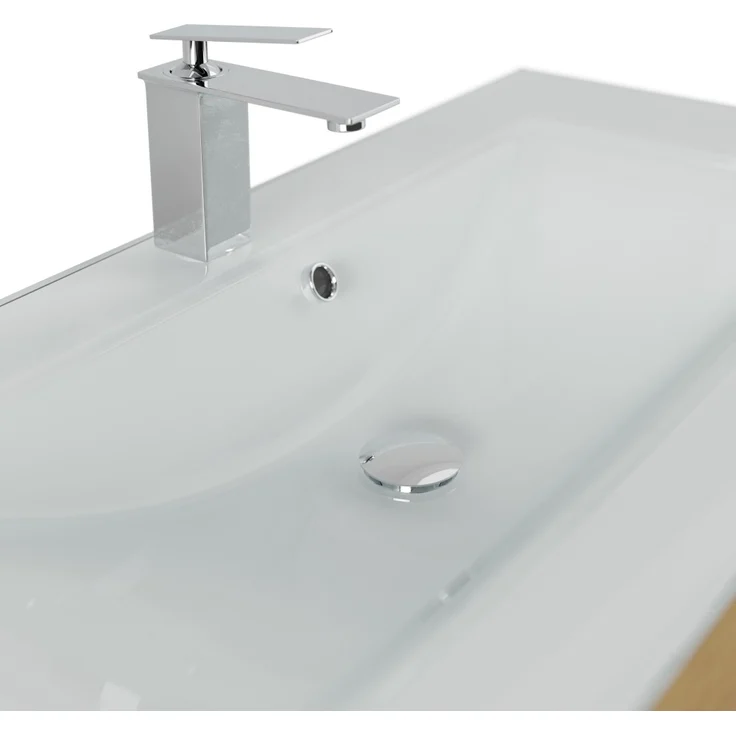 Magnolia Home 'Vitro 1000' mit Glaswaschbecken und Softclose, 60 x 45,5 x 100 cm, Eiche Gold – Bild 5