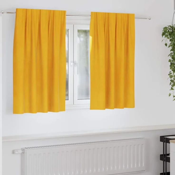 vidaXL Vorhänge 2 stk. Senfgelb 140 x 140 cm Samt 4107273 – Bild 1