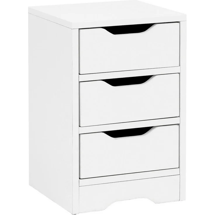 MID.YOU Nachtschrank Skyport, Weiß, Holzwerkstoff, 3 Schubladen, 31x49x31 cm, Schlafzimmermöbel