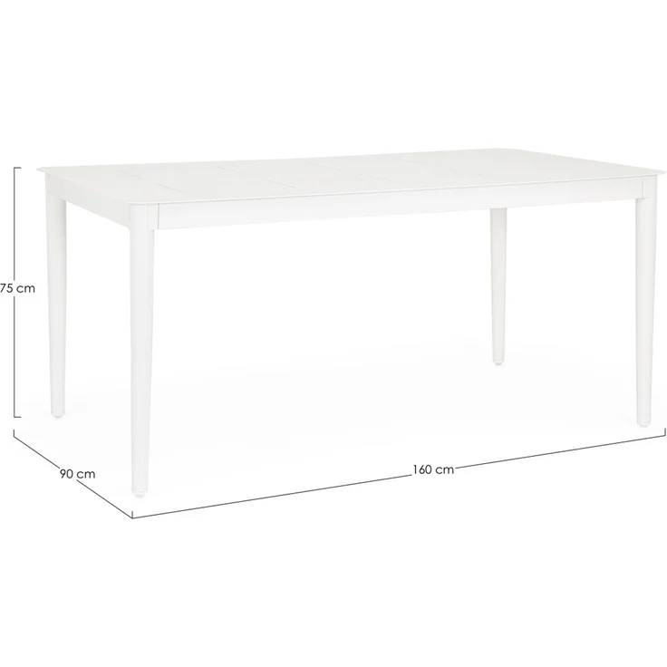Gartenesstisch Ulbal aus Aluminium, modern, weiß, pulverbeschichtet, passend für 4–6 Personen – Bild 2