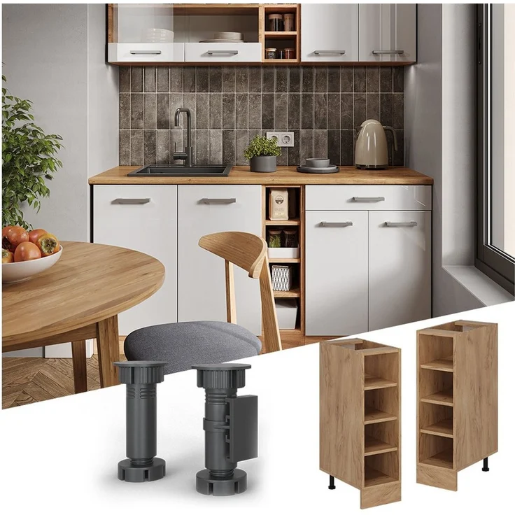 Küchenregal R-Line Goldkraft Eiche 25 cm ohne Arbeitsplatte Vicco – Bild 2