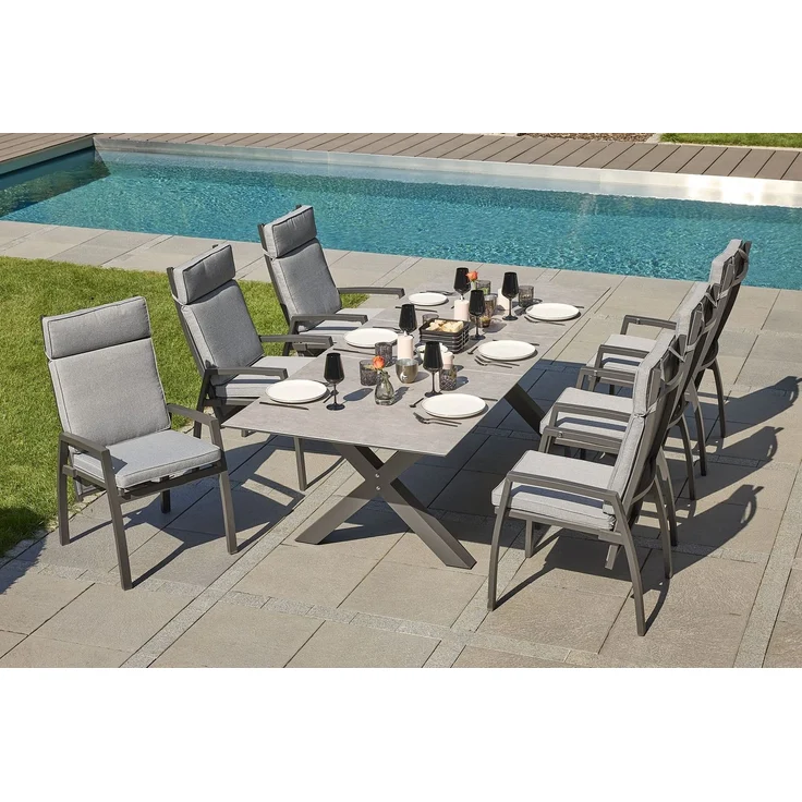 Positionsstuhl Kalifornien Verstellsessel Gartenstuhl Esstischstuhl Anthrazit – Bild 6