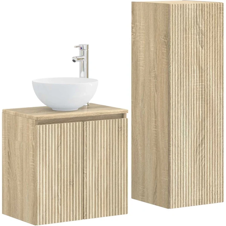 vidaXL Badezimmerschrank-Set 2 stk. Sonoma-Eiche 33 x 34,5 x 100 cm 3406115 – Bild 2
