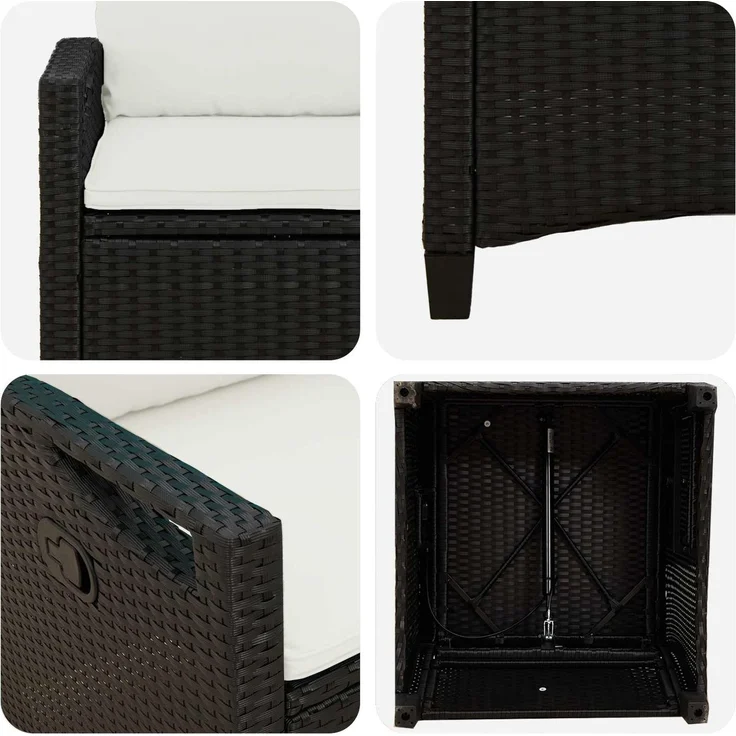 vidaXL Gartenstuhl 2 pcs Schwarz und Creme 56 x 60 x 112 cm 42026830 – Bild 8