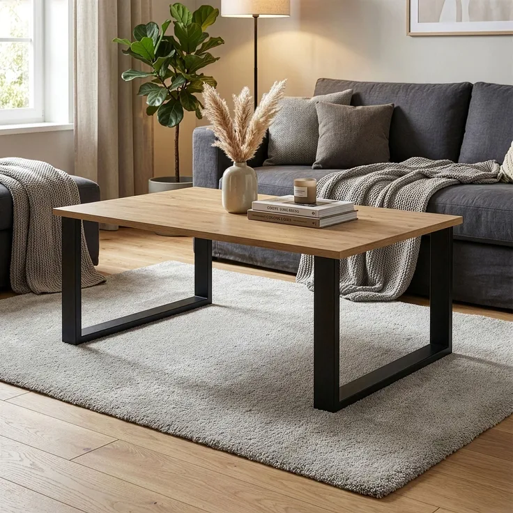 Couchtischgestell Makers 2er-Set 66x40 cm Stahl Schwarz [en. casa]