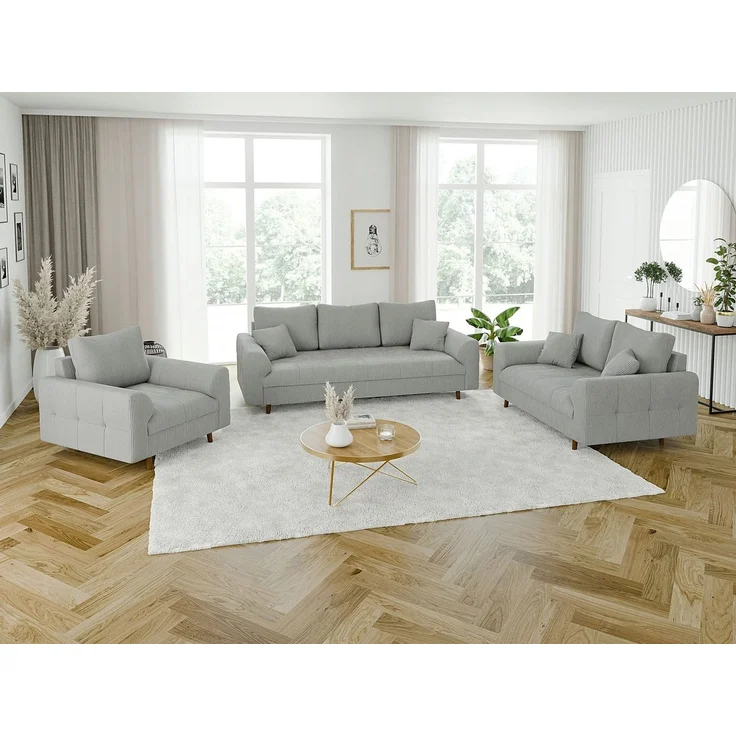 S-Style Möbel 3-Sitzer Sofa Zara mit Holzfüßen im skandinavischen Stil aus Cord-Stoff, mit Wellenfederung – Bild 4