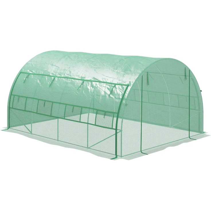 MELAYR, Foliengewächshaus, Treibhaus, begehbar, Netzfenster, Metallrahmen, 4x3x2m, Grün – Bild 2