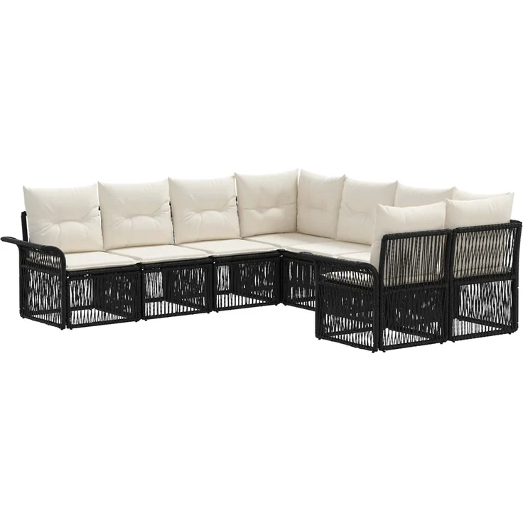 vidaXL Gartensofa-set 8 stk. 8-Sitzanzahl Schwarz und Cremeweiß 3435022 – Bild 2