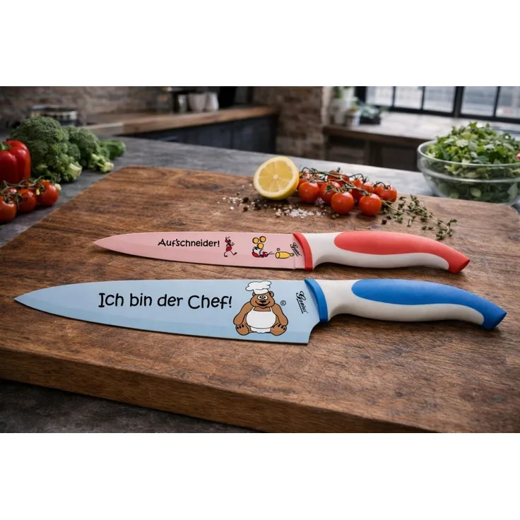 Genius Cartoon-Messer Set 2-tlg. Küchenmesser Kochmesser u. Allzweckmesser 21081