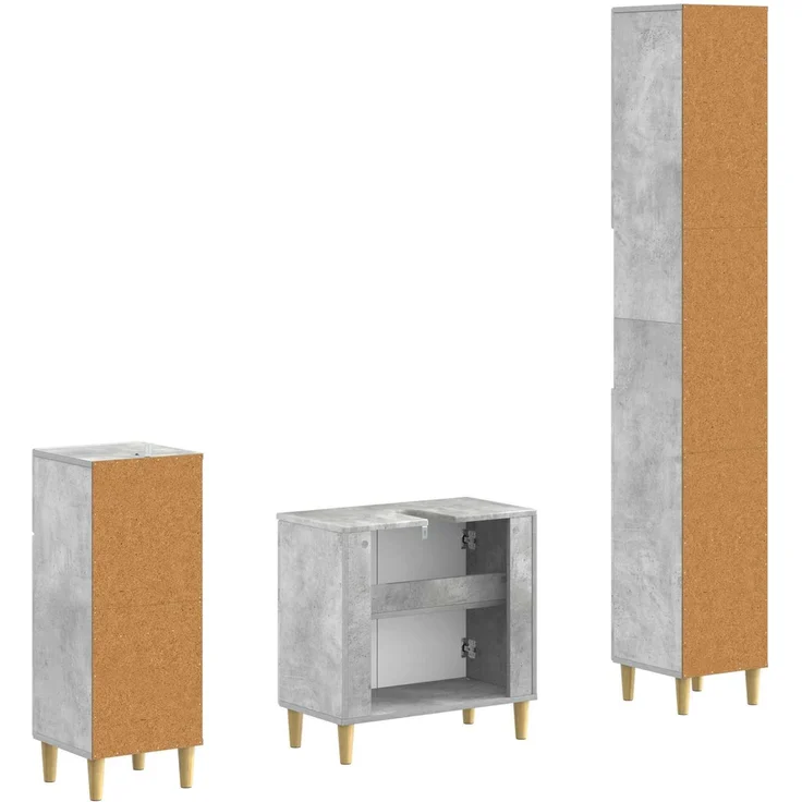 vidaXL 3-teiliges Badezimmer-Schranksystem DELFT Betongrau 3417867 – Bild 6