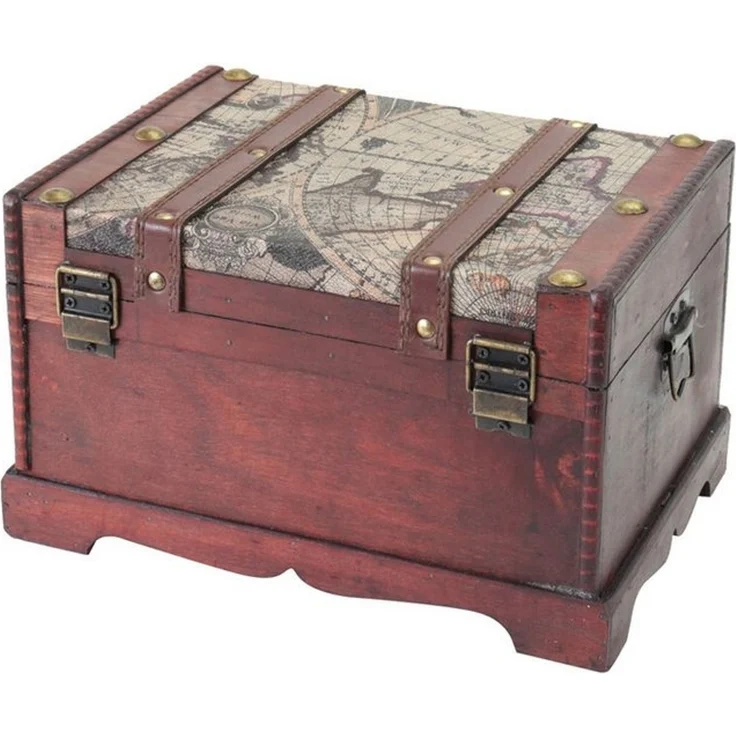 HMF Schatzkiste Handgefertigte Schatztruhe aus Holz (1 St), dekorative Holztruhe, 29 x 20 x 17 cm, Amerika – Bild 3