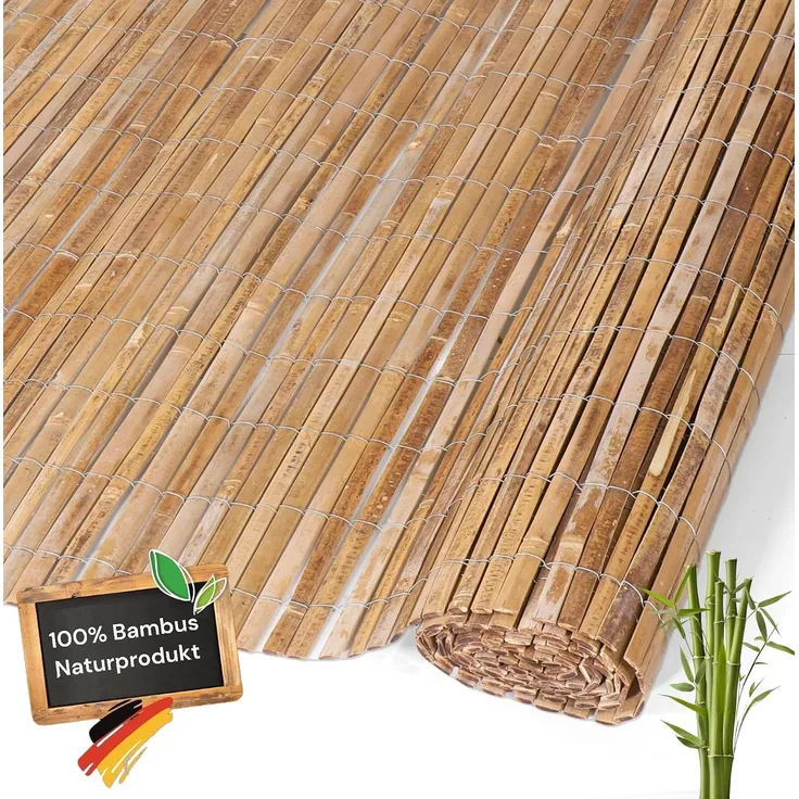 Coradoma Bambusmatte Sichtschutz 140x500cm Sichtschutzmatte aus karbonisiertem Bambus für Balkon, Garten und Terrasse, natürlicher Zaun Balkonsichtschutz Lärmschutz Windschutz