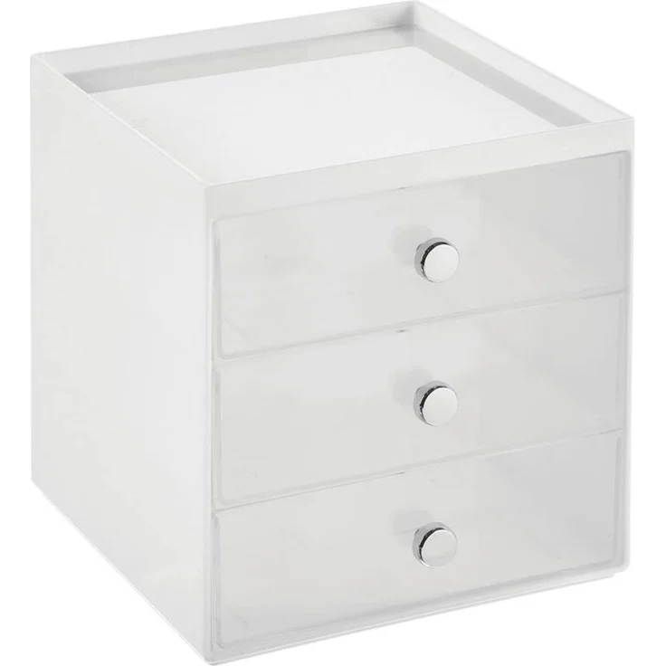 Organizer stapelbare Aufbewahrungsbox mit 3 Schubladen mDesign transparent/weiß – Bild 1