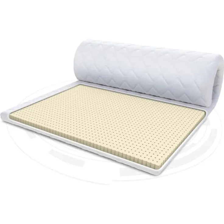 FDM Topper Latex MAX 100x200 cm, Matratzenauflage mit 5 cm Latexschaum H3, antiallergischer abziehbarer Bezug, atmungsaktiv und orthopädisch unterstützend