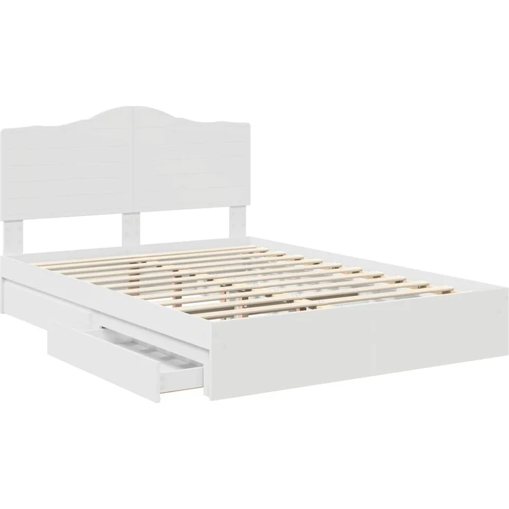 vidaXL Aufbewahrungsbett mit Kopfteil Weiß 160 x 200 cm Holzwerkstoff 3413485 – Bild 4