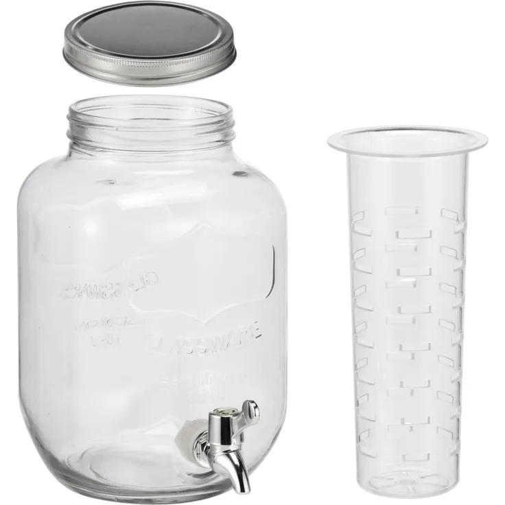 Getränkespender Glas mit Zapfhahn 4L Wasserspender Saftspender RUNGASSI 13084