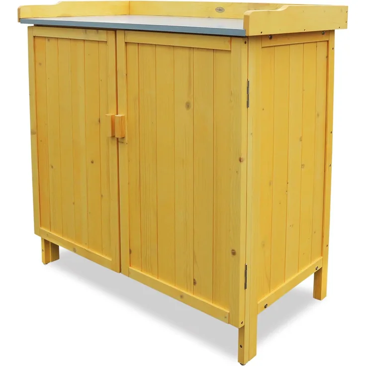 Habau 3106 Gartentisch mit Unterschrank, 98 x 48 x 95 cm, Natur