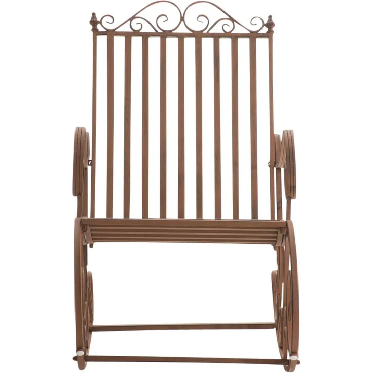 Schaukelstuhl ANNA 2er Set Antik Outdoor - 56x90x94cm, Metall, Braun | Gartenstuhl Liegestuhl Relaxstuhl Garten Terrasse – Bild 3