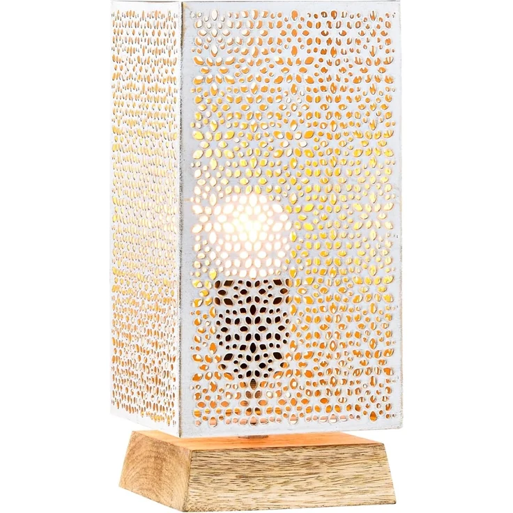 Marrakesch Orient & Mediterran Interior Nachttischlampe 2er Set Boho Deko Tischlampe Nachttischlampe Lampe Autigan Weiss, Handarbeit – Bild 2