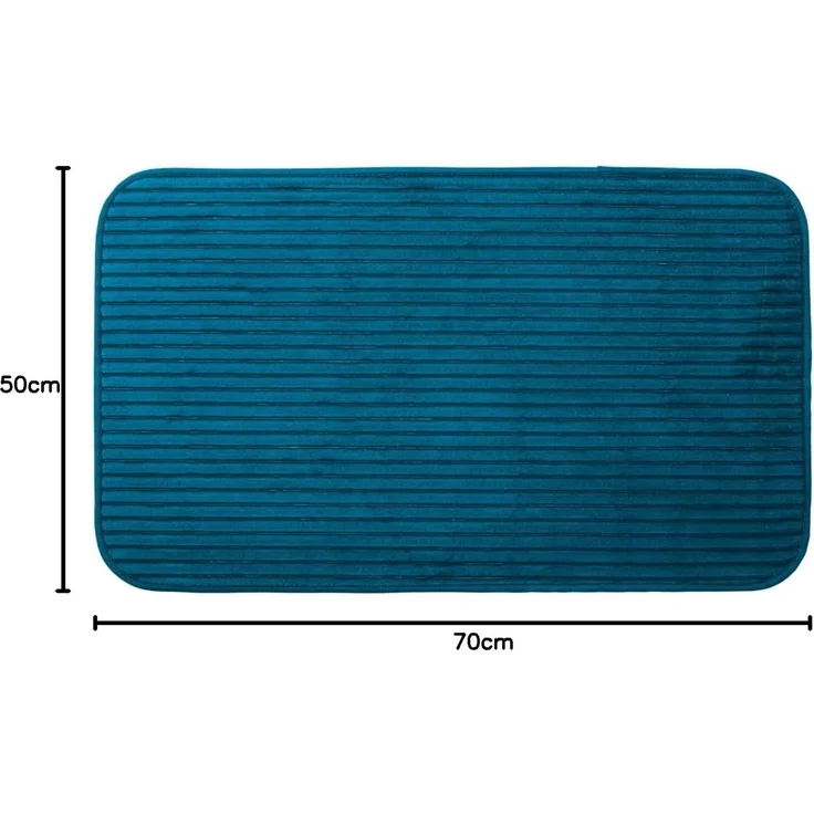 Gözze Badematte Berlin, Höhe 7 mm, rutschhemmend beschichtet, fußbodenheizungsgeeignet, Polyester, rechteckig, Badteppich, Uni Farben, Cord Optik, waschbar – Bild 2