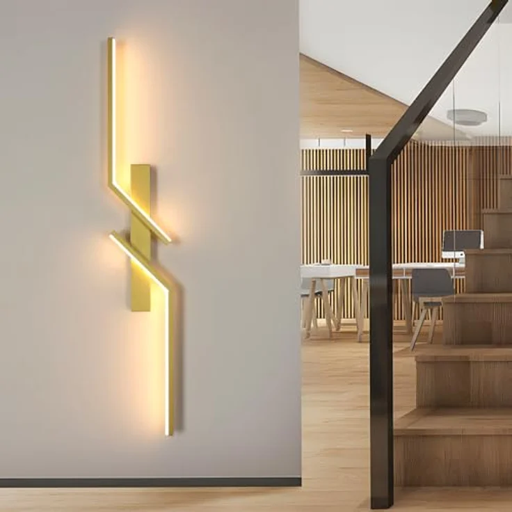 Goeco LED Wandlampe Innen 81CM, 24 W 2700LM Moderne LED Wandleuchte 2 Fimmige 3000K Warmes Licht, Lang Wandbelechtung Wandlicht für Flur Treppenhaus Wohnzimmer Schlafzimmer, Gold – Bild 9