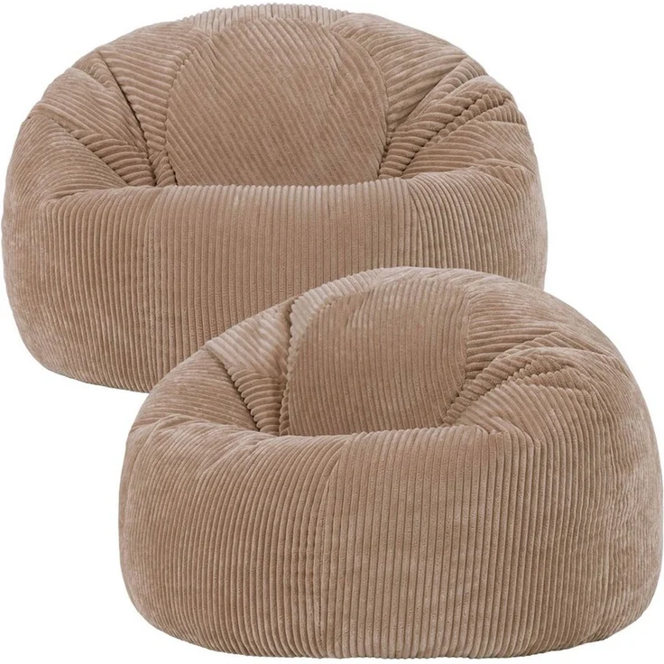Icon Kingston Sitzsack Cord, Mokkabraun, 2er Pack, Sitzsack Erwachsene mit Füllung, Bean Bag, Cord Sessel, Lounge Sessel, Lounge Stuhl, Schlafzimmer, Wohnzimmer, Wohnzimmer Möbel – Bild 1