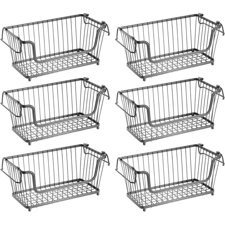 mDesign Ablagebox Drahtkorb Gitterbox Aufbewahrung Organizer 6er Set Metall Grau – Bild 1