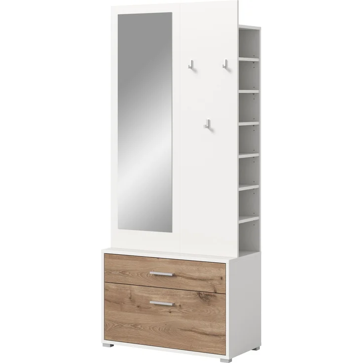 Garderobenkombination (B/H/T: 80x190x38 cm) in Nox Oak Nachbildung – Bild 1