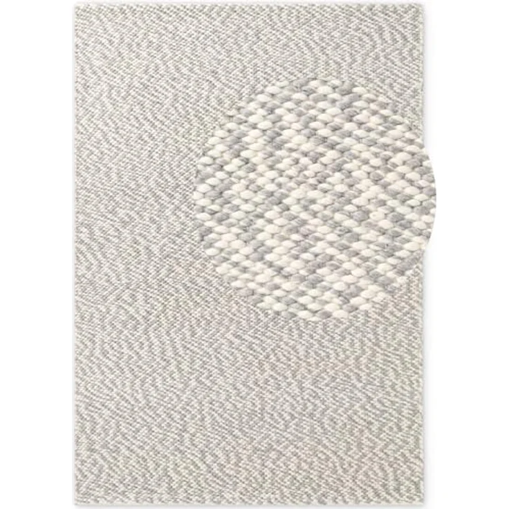 Elle Decoration Lyon - Wollteppich Beans, Natürlich & Handgemacht, Wohnzimmerteppich Wolle im Skandi Loop Design, Melierter Naturteppich mit Perlenstruktur - Natur Creme Grau, 140x200 cm – Bild 3