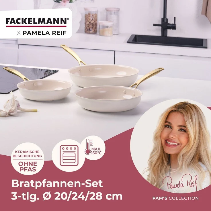 FACKELMANN Bratpfanne Set, Kochgeschirr, Aluminium-Pfannen, Keramikbeschichtung – Bild 1