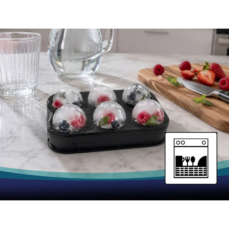 ZOLLNER 2er Set Eiswürfelform Silikon, Kugel 4,5 cm, schwarz – Bild 5