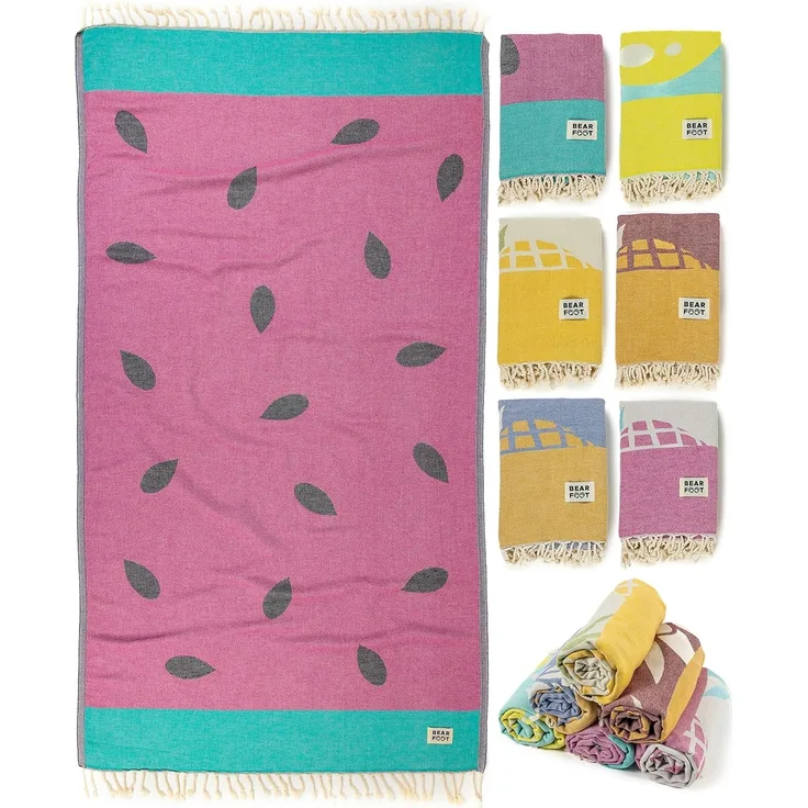 BEARFOOT Handtuch Strandtuch Handtuch Saunatuch Badetuch Hamamtuch, 180x90 cm, Baumwolle