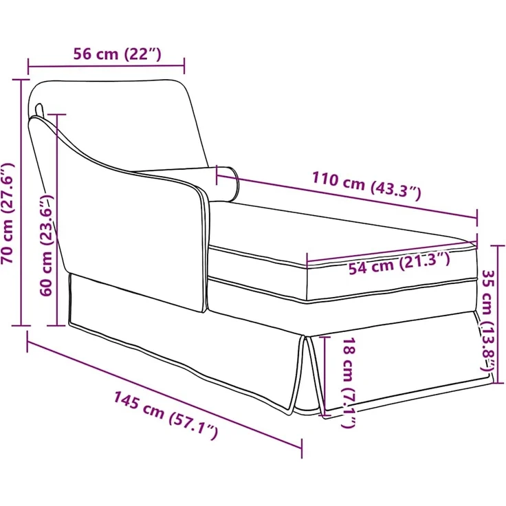 vidaXL Chaiselongue mit Nackenrolle Rechter Armlehne Dunkelgrau Samt 4009783 – Bild 8