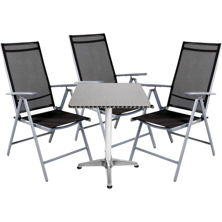 Bistrogarnitur 4-teilig Aluminium - Textilen / Anthrazit