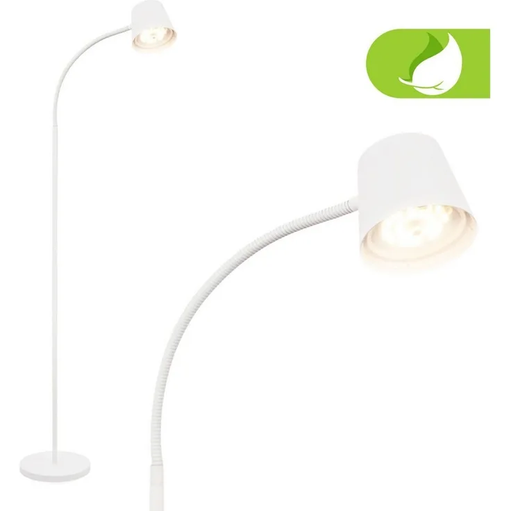 BRILONER - LED Stehlampe kabellos mit Touch, stufenlos dimmbar, Akku & Lichtquelle tauschbar, Akku Stehleuchte, Leselampe, Wohnzimmerlampe, Deckenfluter, Standleuchte, 126,5 cm hoch, Weiß
