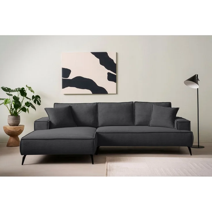 OTTO home Ecksofa TVINNU Cord, L-Form, Breite 275 cm, wahlweise Recamiere rechts/links, schwarze Füße, bequemer Sitzkomfort – Bild 1