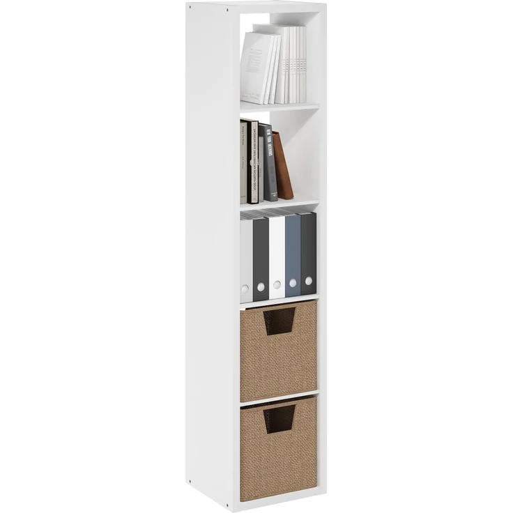 Furinno Cubicle Open Back Dekorativer Vertikalwürfel-Aufbewahrungsorganisator, 5 Würfel, Weiß