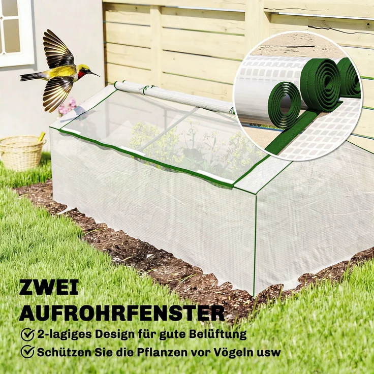 Outsunny Gewächshaus, Metall, PE, Weiß, 180L x 90B x 70H cm – Bild 5