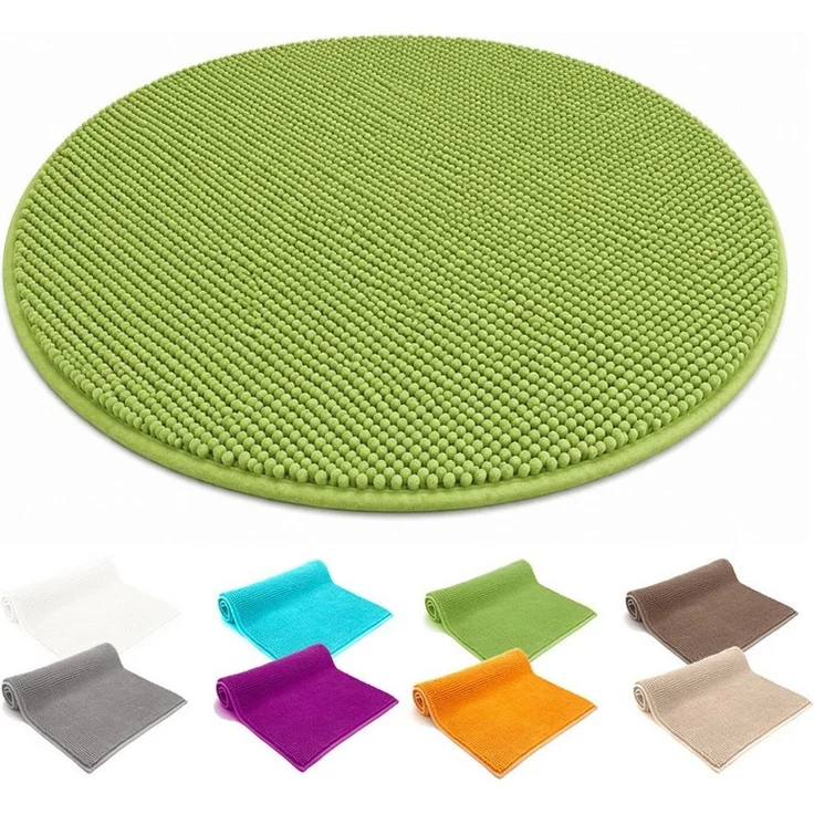 heimtexland Badematte Badvorleger Chenille Badteppich Duschvorleger, rutschhemmend beschichtet, Fußbodenheizung geeignet, schnell trocknend, strapazierfähig, fußbodenheizungsgeeignet, rutschfest, saugstark, Polyester, rund, Rund 60 cm, Hochflor, super ... – Bild 1