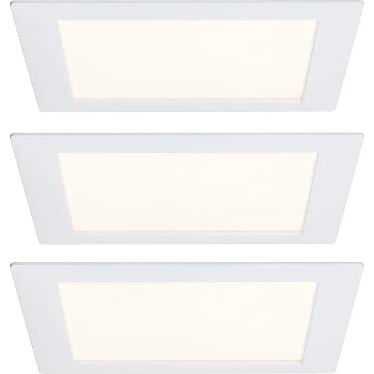 3 x Paulmann Premium Einbauleuchten Set Panel eckig LED 2700K Warmweiß 500 lm 8W = 50W Licht5519