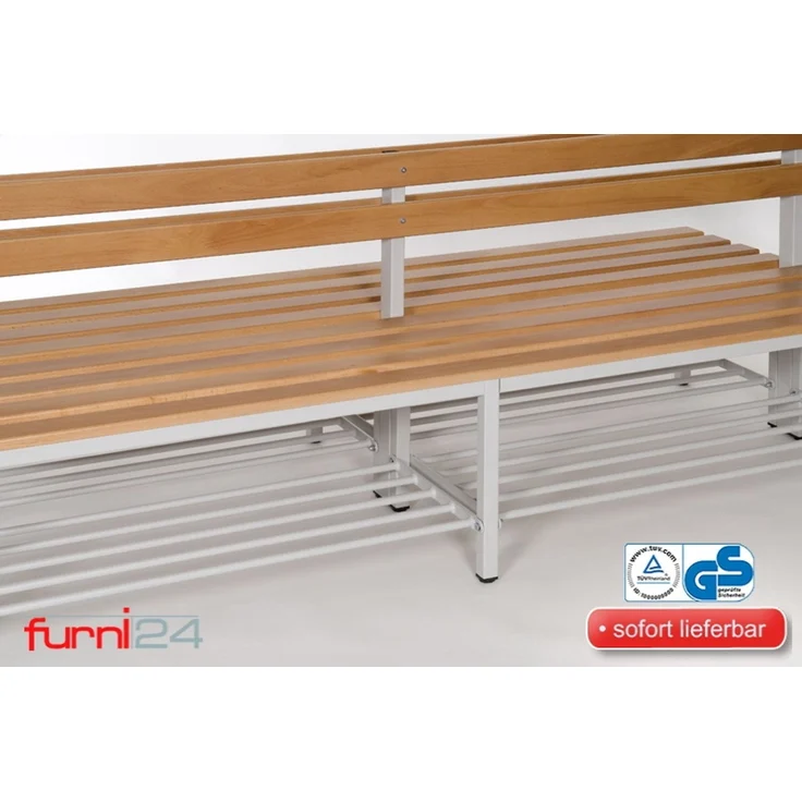 Garderobenbank doppelseitig mit Schuhrost 200 cm grau – Bild 2