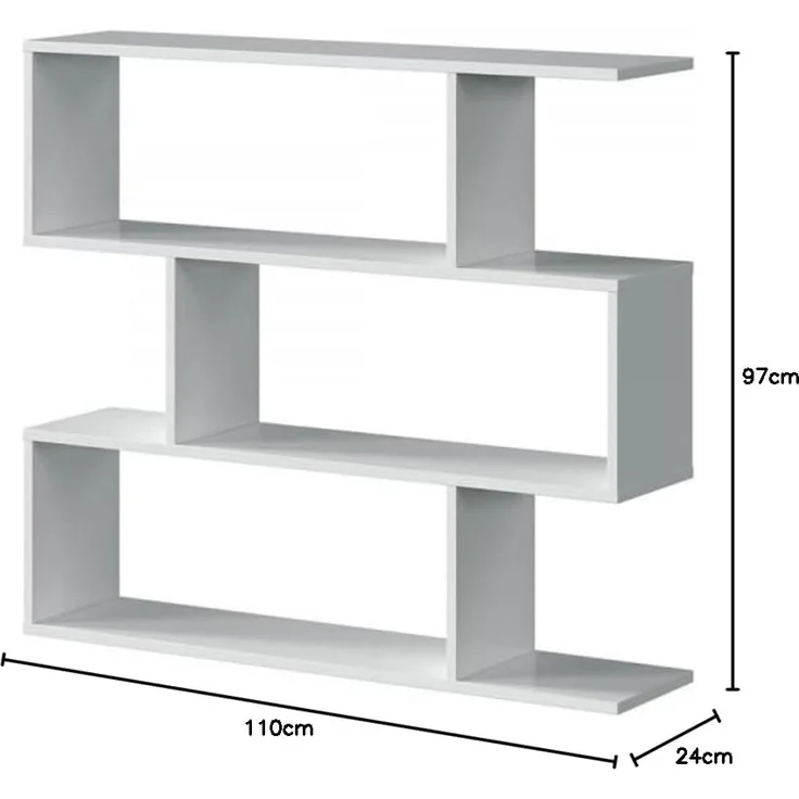 Habitdesign Bücherregal, Modell Athena, weißes Hochglanz-Finish, Maße: 97 cm (Höhe) x 110 cm (Breite) x 24 cm (Tiefe) – Bild 3