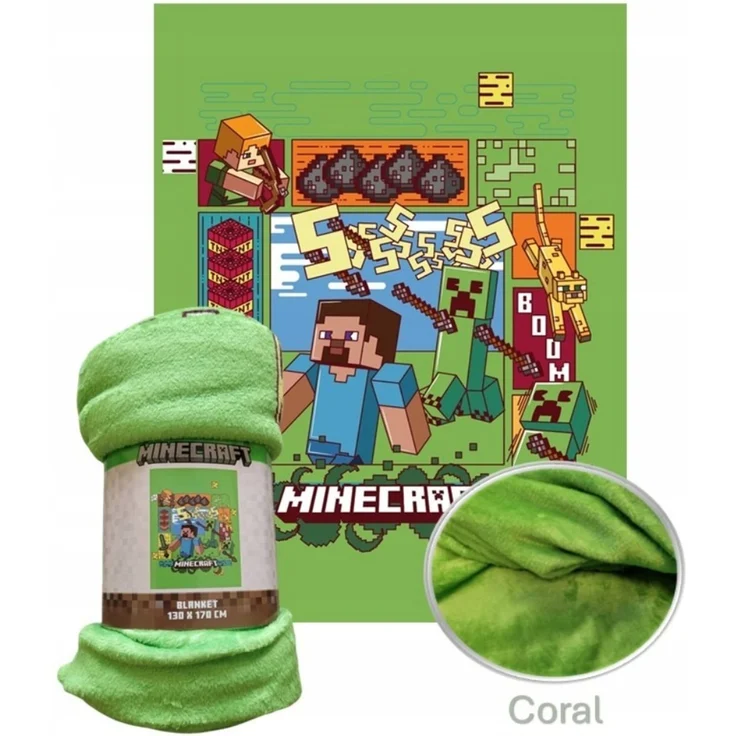 Minecraft Korallenfleece Decke 130x170 cm Kuscheldecke weich Wohndecke – Bild 3