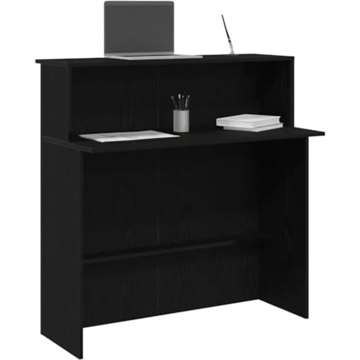 vidaXL Empfangstheke Schwarz 100x50x103,5 cm Holzwerkstoff 859025 – Bild 5