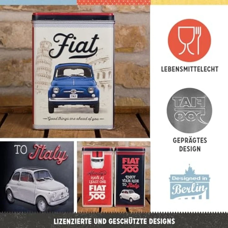 Nostalgic-Art Vorratsdose Kaffeedose Blechdose Müslidose - Fiat 500 – Bild 3