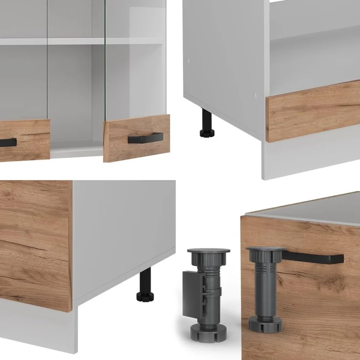 Eckküche R-Line Goldkraft Eiche/Weiß 287 x 227 cm AP Marmor Vicco – Bild 6