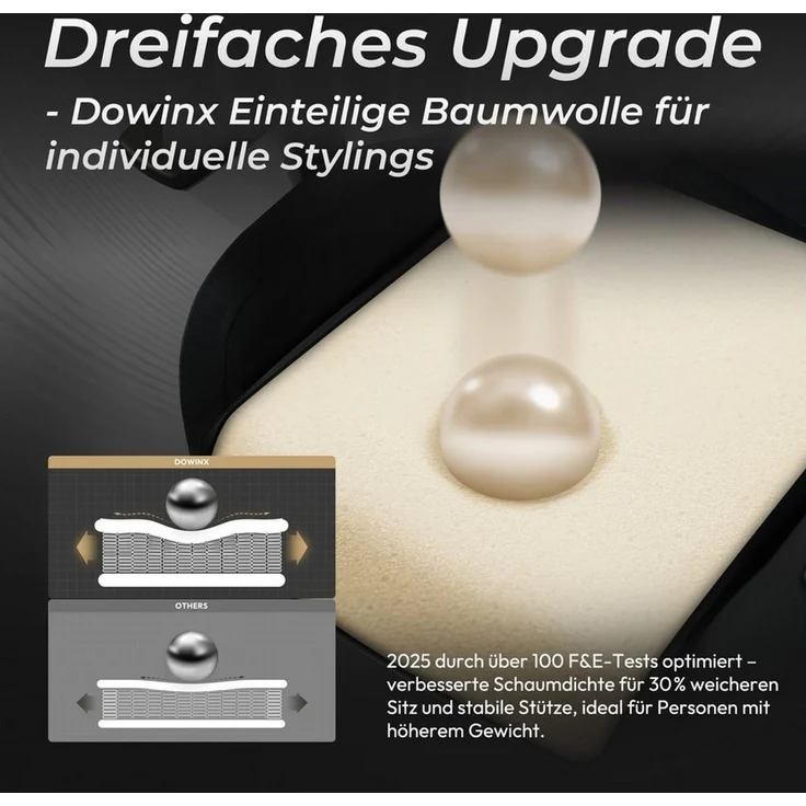 Dowinx Gaming-Stuhl Atmungsaktiver und Ergonomischer Bürostuhl aus Mikrofaser-Velours (Packung), Mikrofaser-Velours, Ausziehbarer Fußstütze, Armlehnen Verstellbar – Bild 3