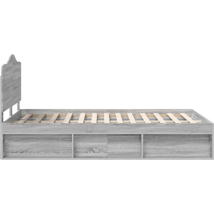 vidaXL Bettrahmen Graues Sonoma 135 x 190 cm Massives Kiefernholz 3413322 – Bild 7
