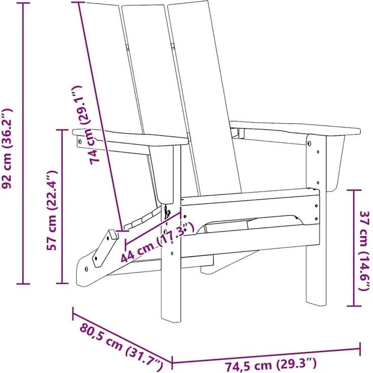 vidaXL Klappbarer Adirondack-Stuhl Weiß 80,5 x 74,5 x 92 cm HDPE 42006617 – Bild 10